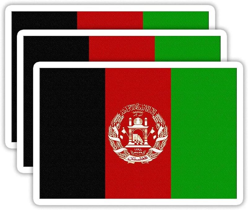 EMMACELA (3PCS) Afghanistan Flag stickers, Countries Flag Stickers, Waterproof Vinyl Decals For Laptops, Tumblers, Water Bottles, Books, Scrapbooks, Size 3 x 2.1 Inch - Image 1
